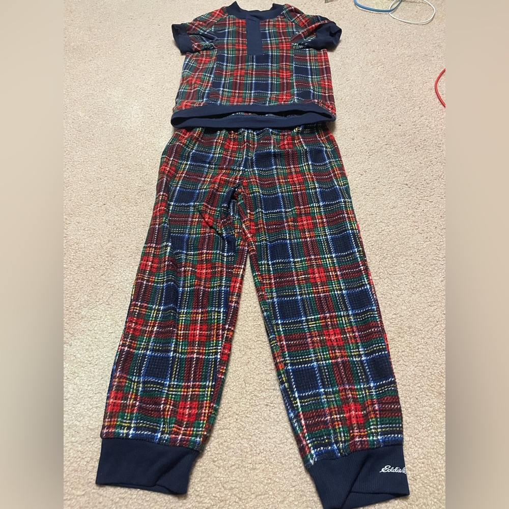 Eddie Bauer Kids Plaid Pajama Set - Red, Blue, and Green（size:6t)